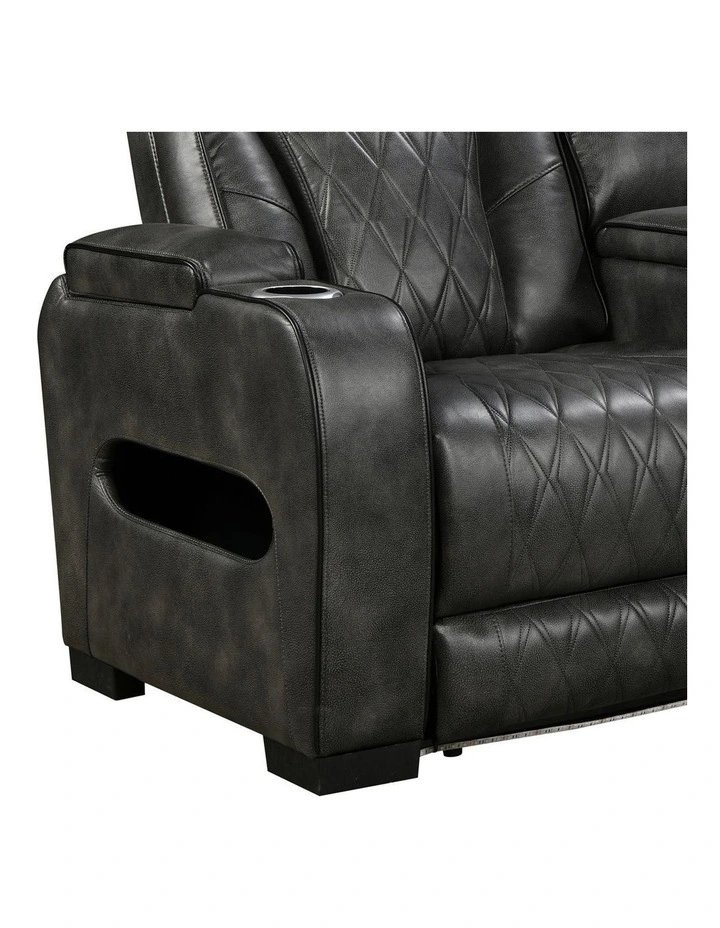 2R LED Air Leather Electric Recliner in Dark Grey image 3