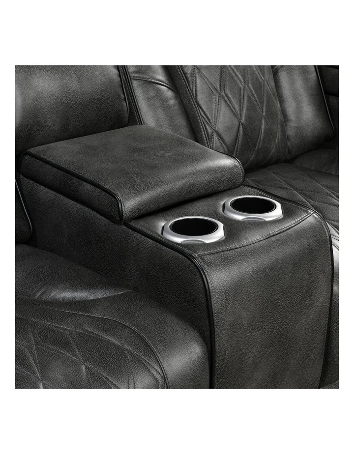 2R LED Air Leather Electric Recliner in Dark Grey image 4