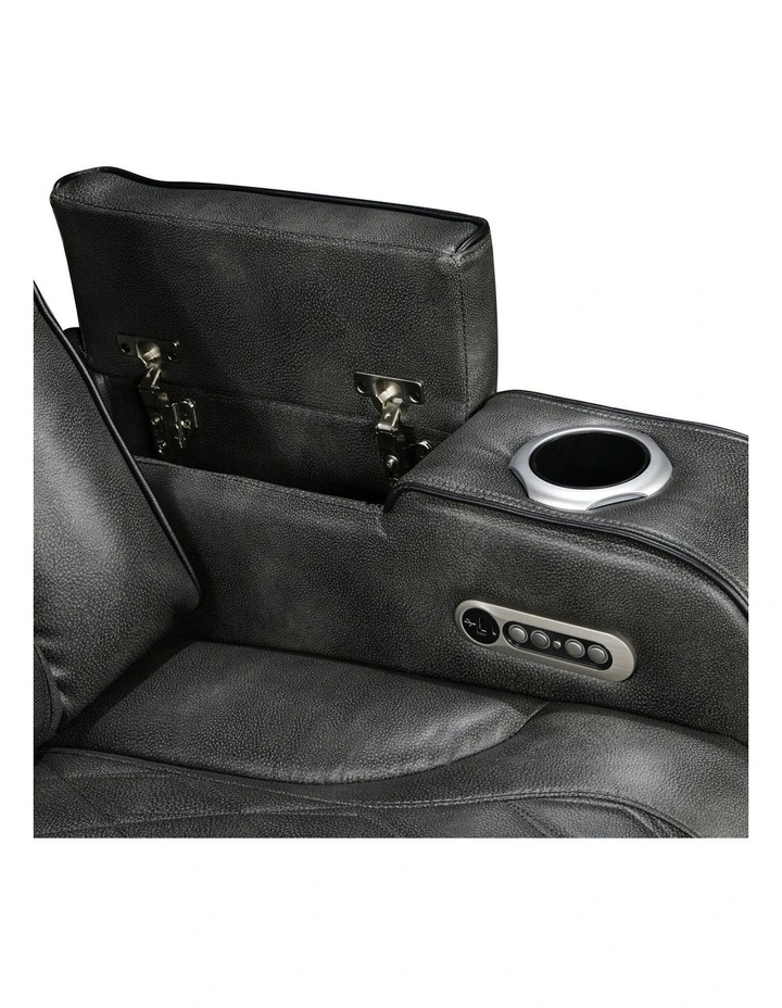 2R LED Air Leather Electric Recliner in Dark Grey image 5