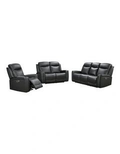 3R 2R 1R Genuine Leather Power Recliner in Black