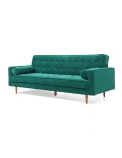 3 Seater Sofa Bed in Tufted Velvet Green