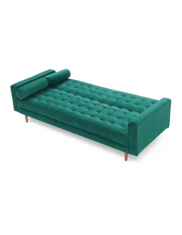 3 Seater Sofa Bed in Tufted Velvet Green image 3