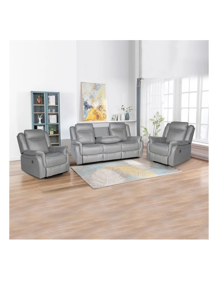 3 1 1 Seater Fabric Recliner Set in Grey image 2