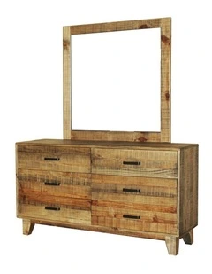 Solid Acacia Mirror Dresser in Light Brown