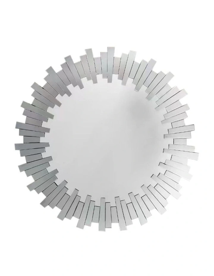 Sunburst Round Wall Mirror in Silver image 1