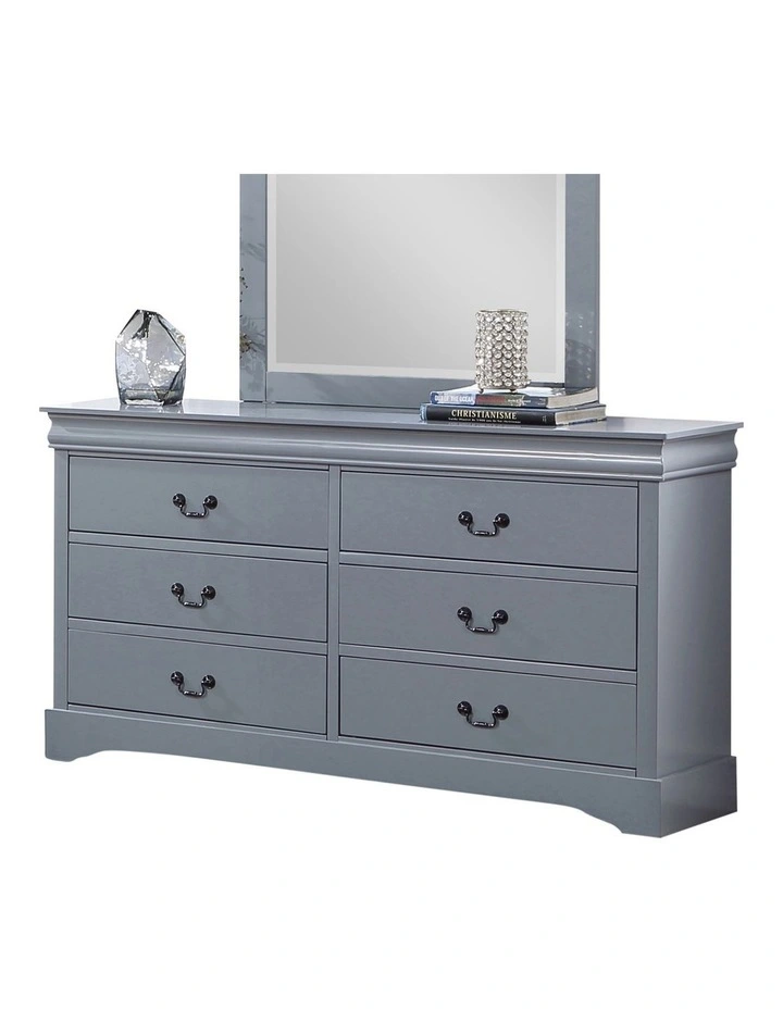 Solid Wood Mirror Dressing Chest in Grey image 3