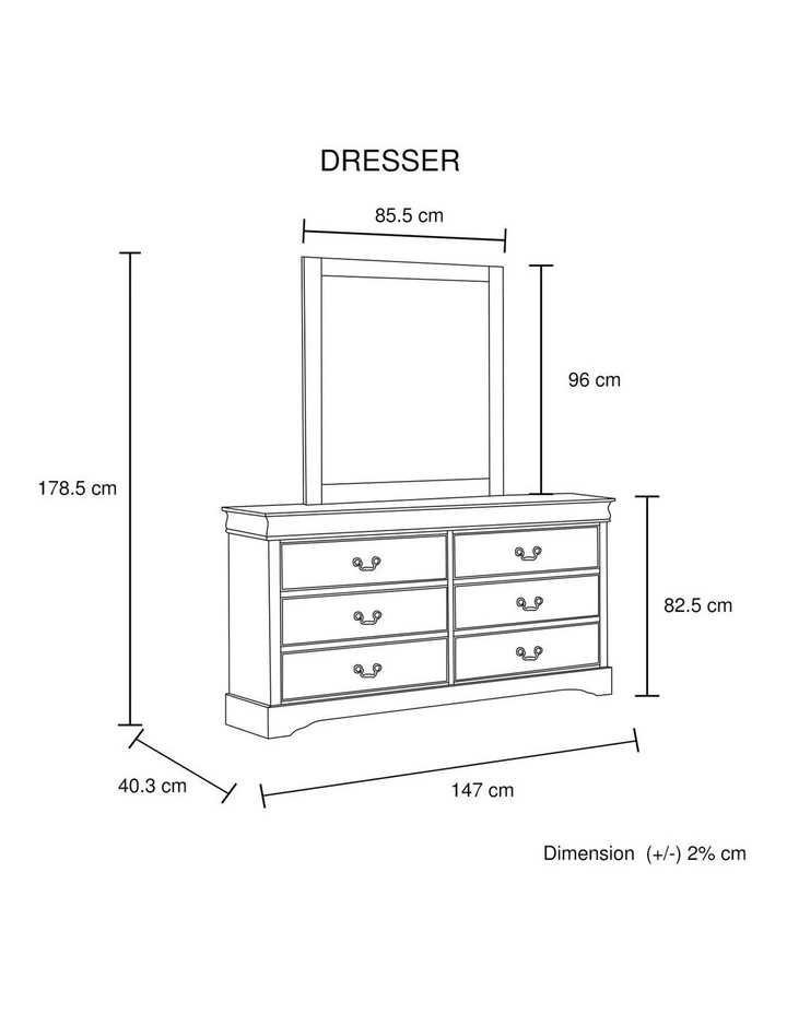 Solid Wood Mirror Dressing Chest in Grey image 6
