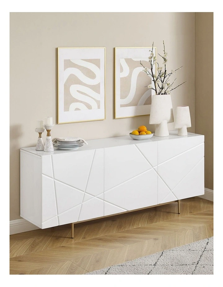 MDF High Gloss Buffet Table in White image 2