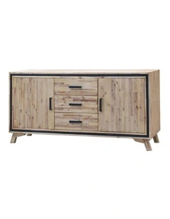 Solid Acacia Silver Brush Buffet Table in Beige