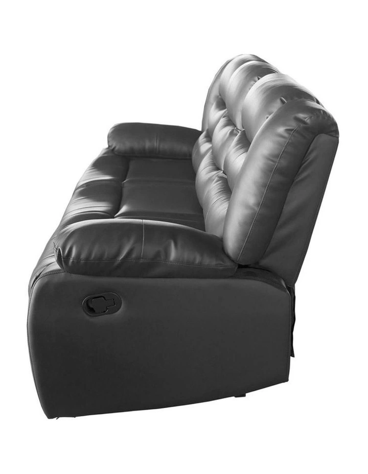 Recliner Faux Leather 3 Seater Sofa in Black image 1