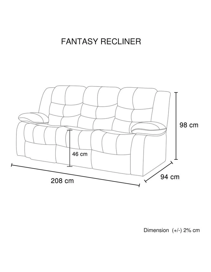 Recliner Faux Leather 3 Seater Sofa in Black image 7