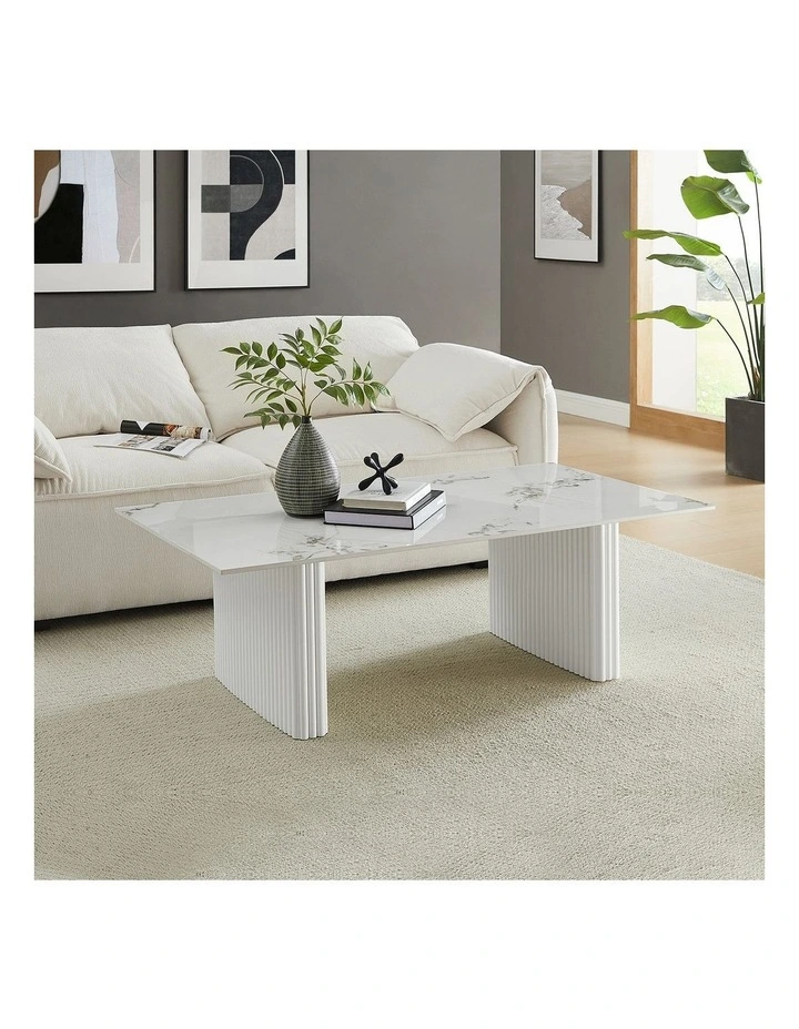 Sintered Stone MDF Coffee Table Top in White image 2