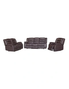 Faux Leather Recliner Sofa Set 3+1+1 in Brown