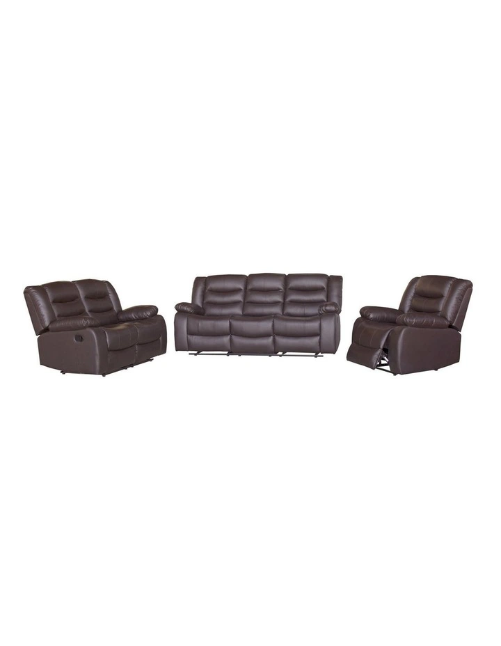 Faux Leather Recliner Sofa Set 3+1+1 in Brown image 1