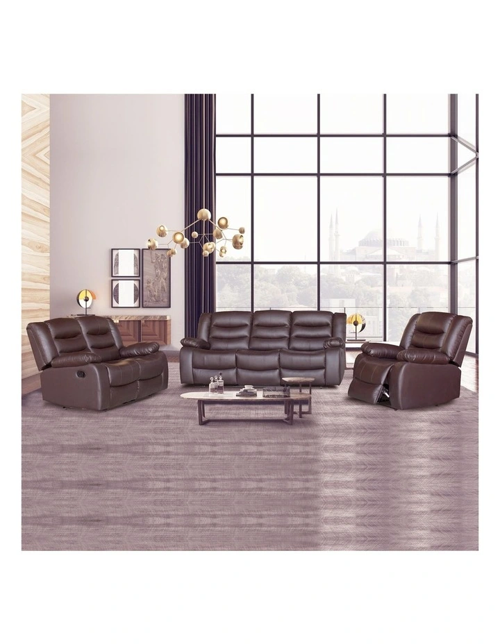 Faux Leather Recliner Sofa Set 3+1+1 in Brown image 2