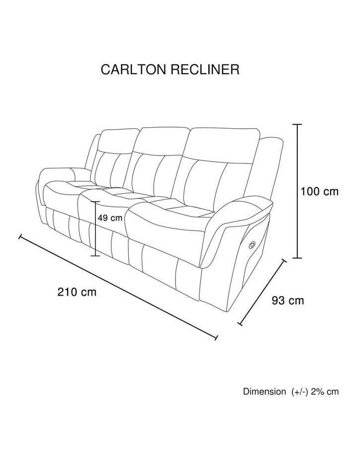 Fabric Recliner 3 Seater Sofa in Grey image 7