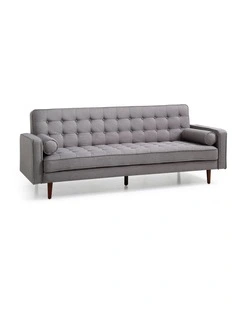 Button Tufted Fabric 3 Seater Sofa Bed in Grey