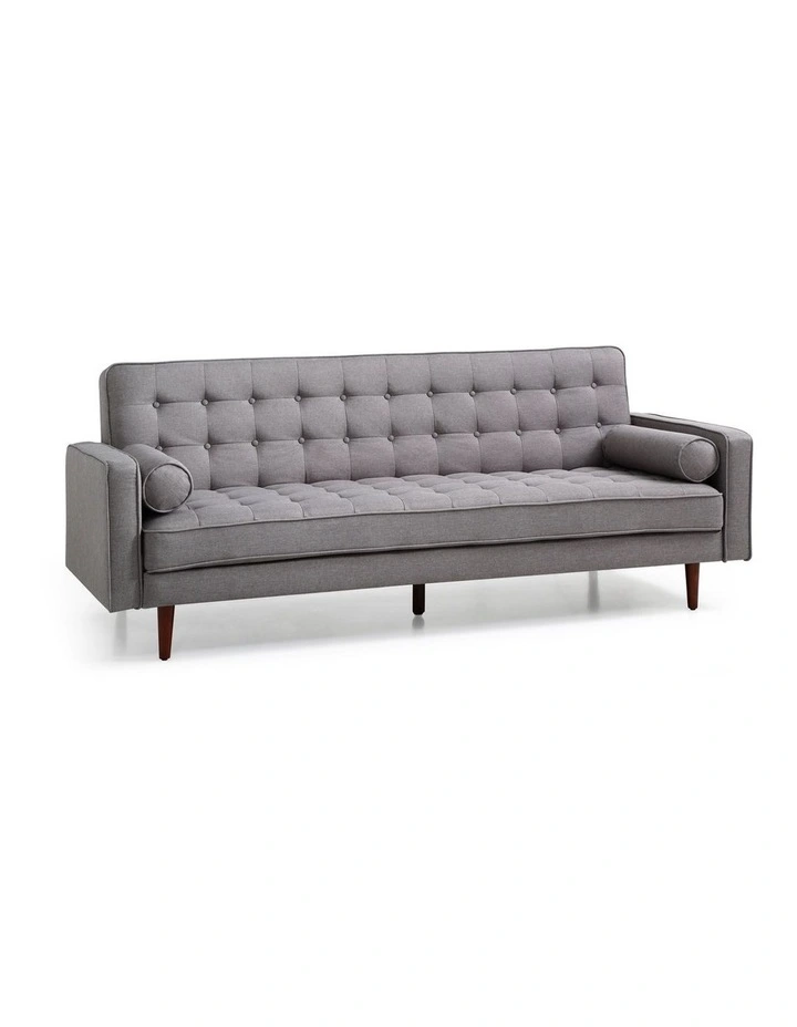 Button Tufted Fabric 3 Seater Sofa Bed in Grey image 1