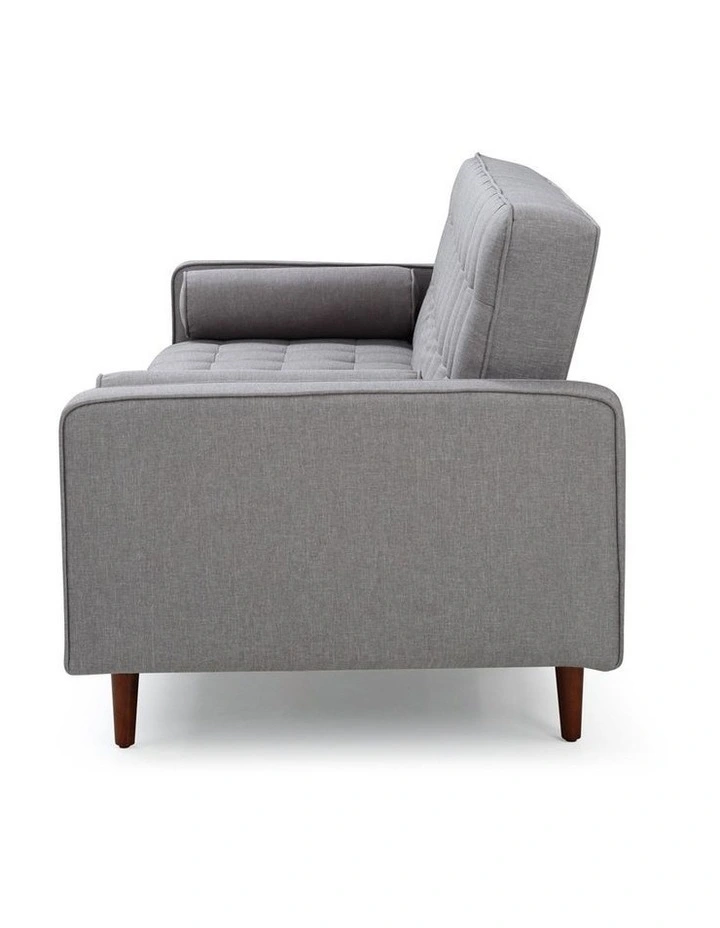 Button Tufted Fabric 3 Seater Sofa Bed in Grey image 3