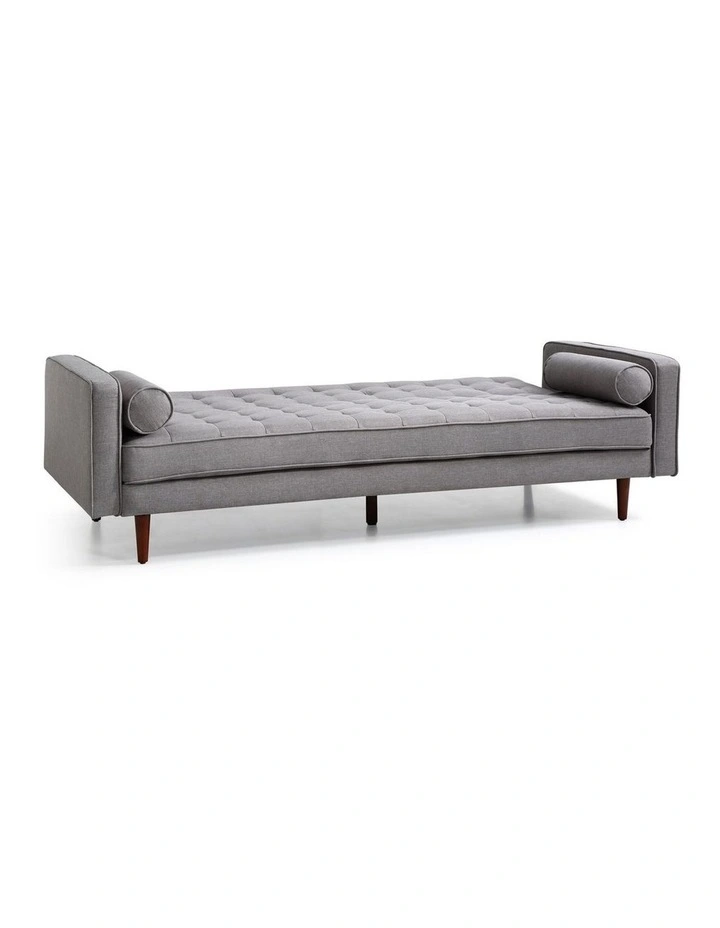 Button Tufted Fabric 3 Seater Sofa Bed in Grey image 4