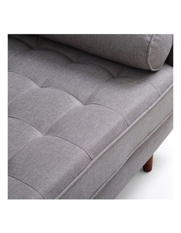 Button Tufted Fabric 3 Seater Sofa Bed in Grey image 6