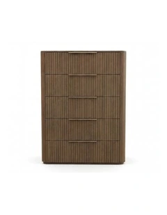 Solid Rubber Wood With Storage Tallboy Drawers in Brown