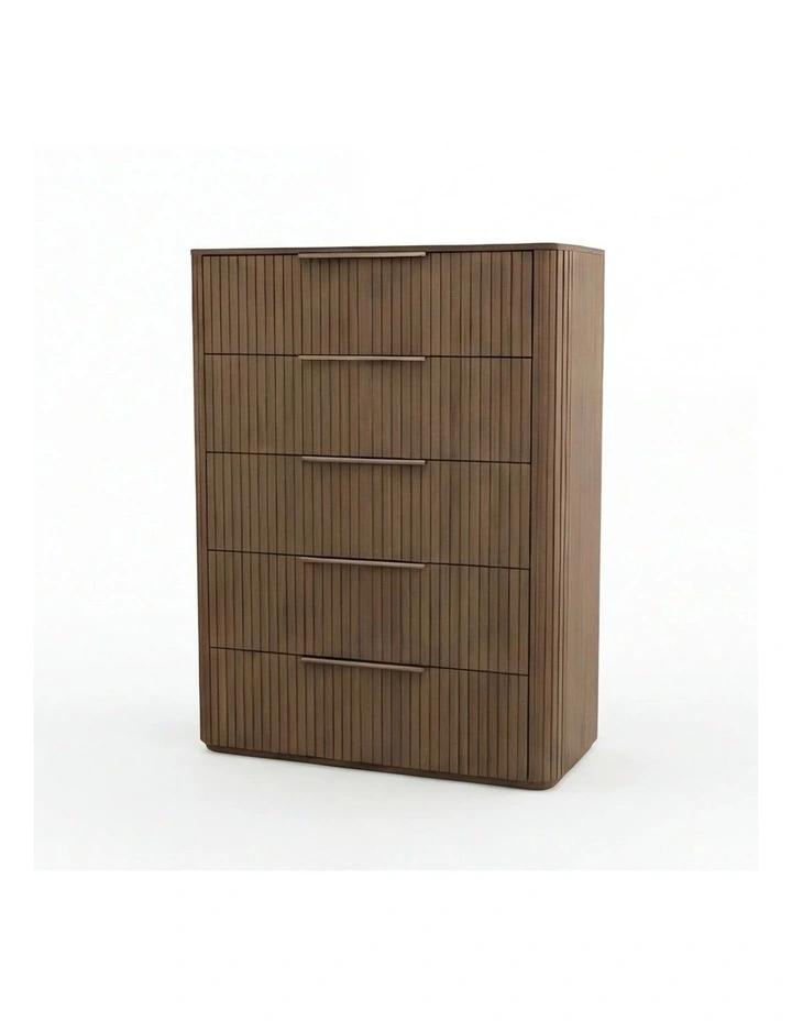Solid Rubber Wood With Storage Tallboy Drawers in Brown image 3