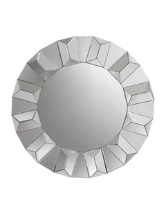 Geometric Round Wall Mirror in Silver