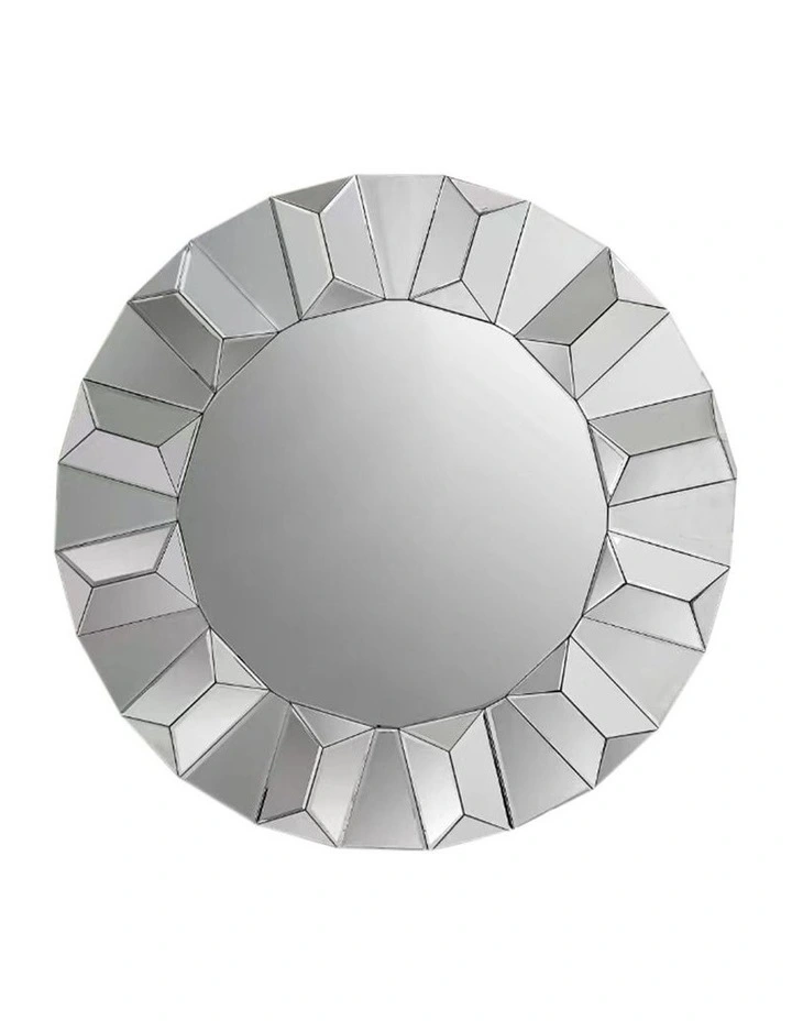 Geometric Round Wall Mirror in Silver image 1