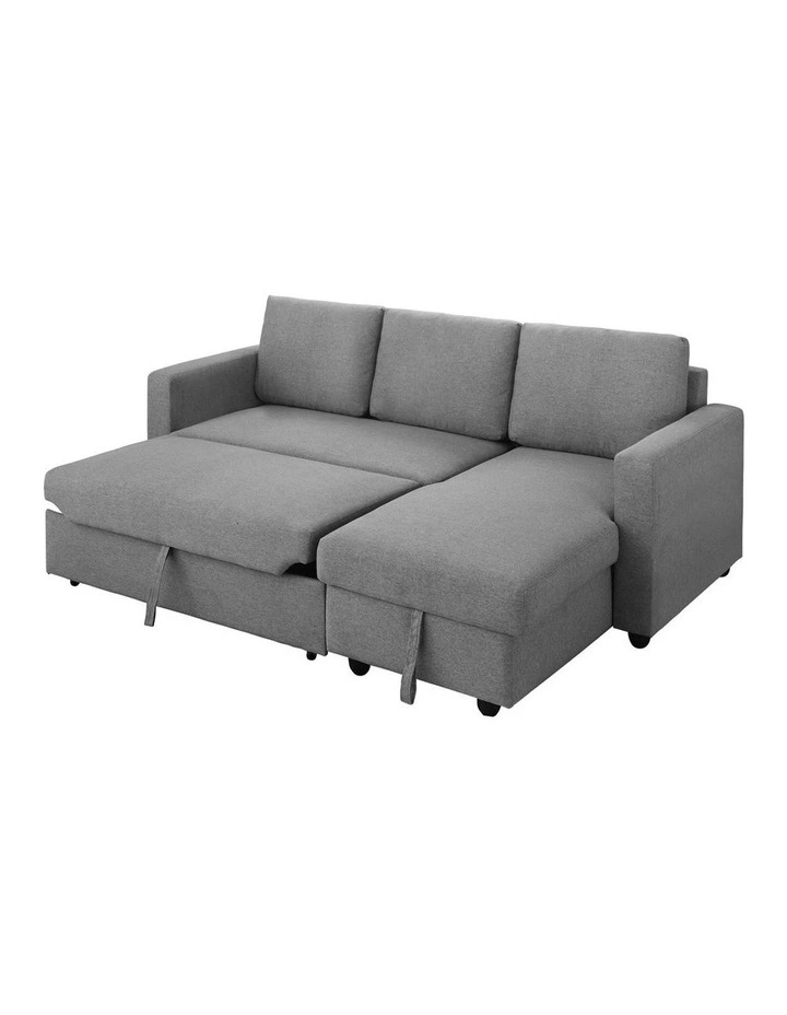 Fabric Sofa Bed 2 Seater in Grey/Chaise image 3