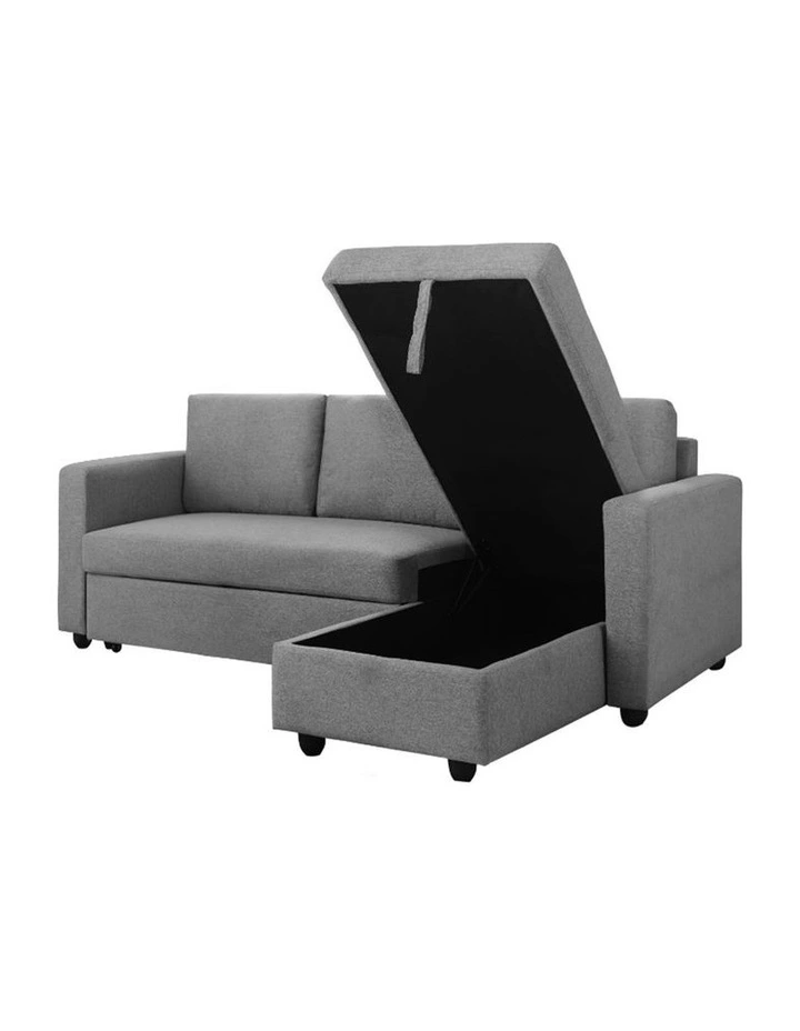 Fabric Sofa Bed 2 Seater in Grey/Chaise image 5