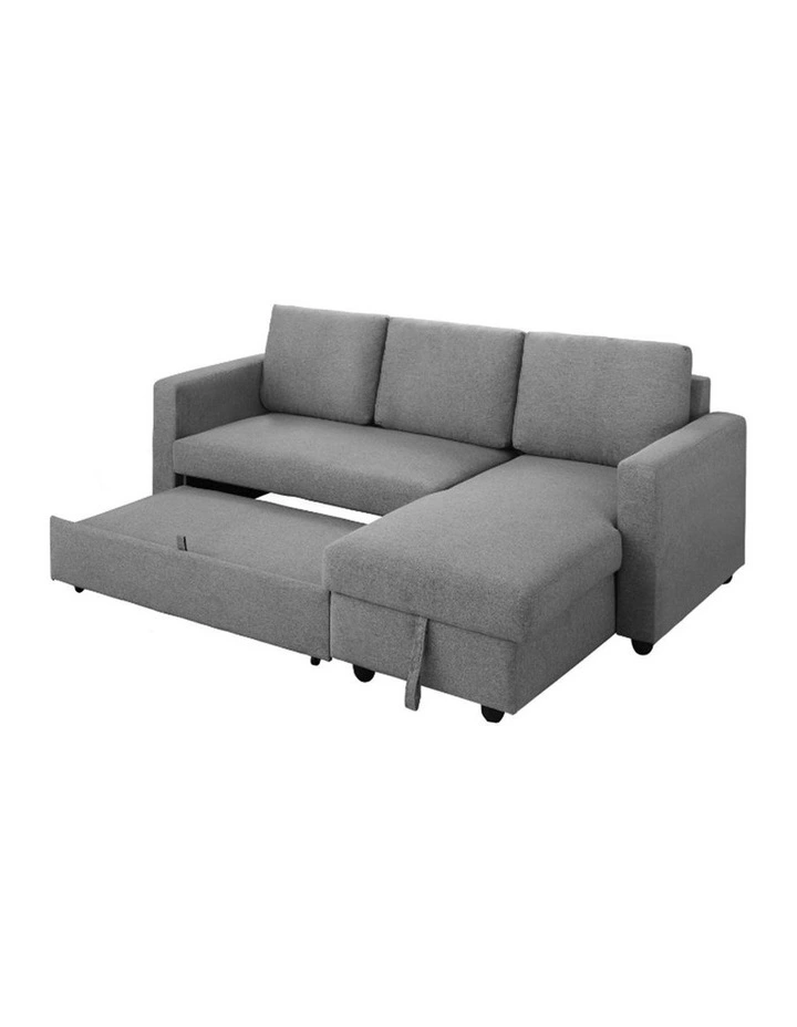 Fabric Sofa Bed 2 Seater in Grey/Chaise image 6