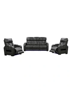 Electric Recliner LED Air Leather Sofa 3+2 Seater in Dark Grey