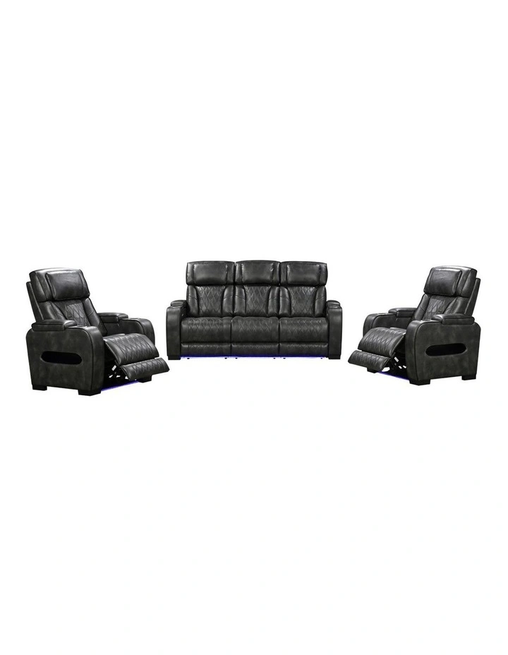 Electric Recliner LED Air Leather Sofa 3+2 Seater in Dark Grey image 1