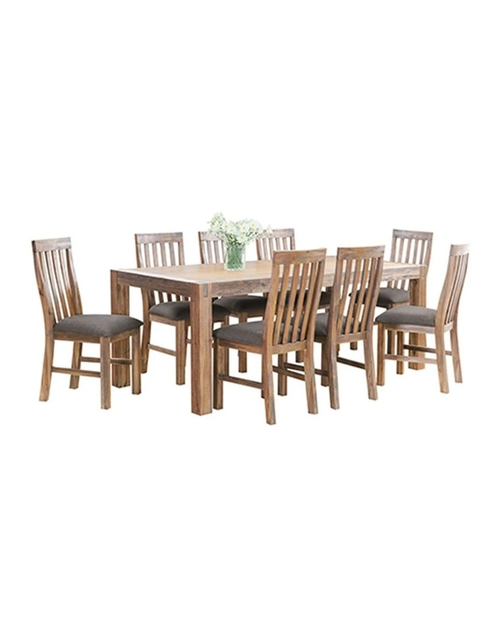 Solid Dining Set 9 Pieces in Oak image 2