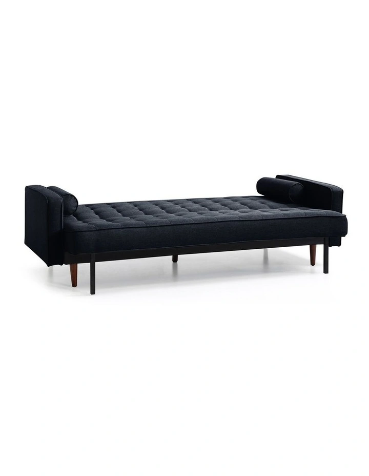 Tufted Velvet Sofa Bed 3 Seater in Black image 3