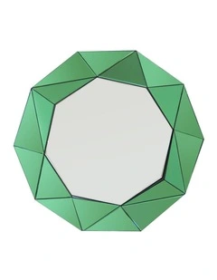 MDF Wall Mirror in Silver & Green Frame