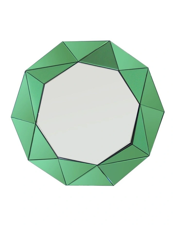 MDF Wall Mirror in Silver & Green Frame image 1