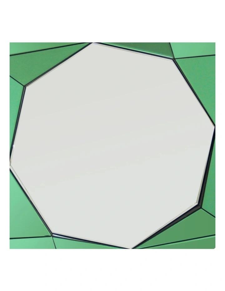 MDF Wall Mirror in Silver & Green Frame image 3