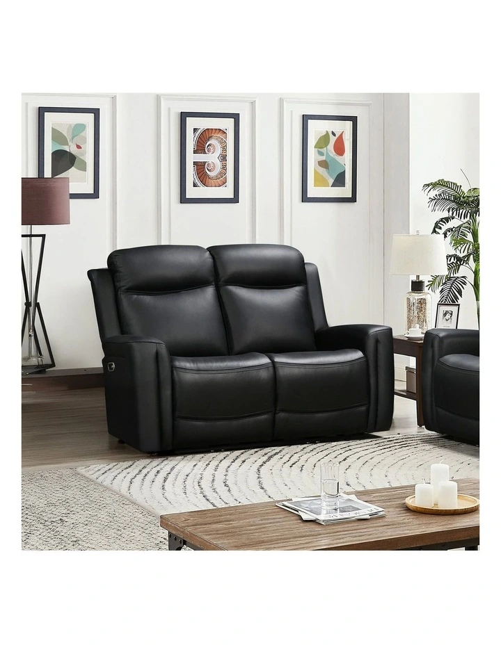 3R 2R Genuine Leather Power Recliner Black image 6