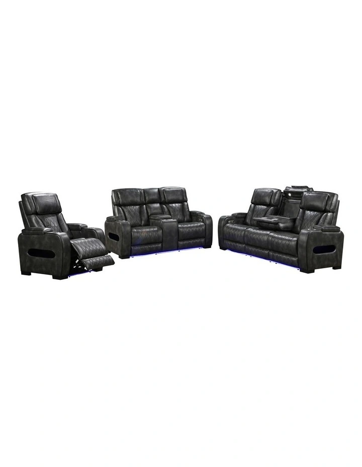 3R+2R+1R Led Air Leather Electric Recliner in Dark Grey image 1