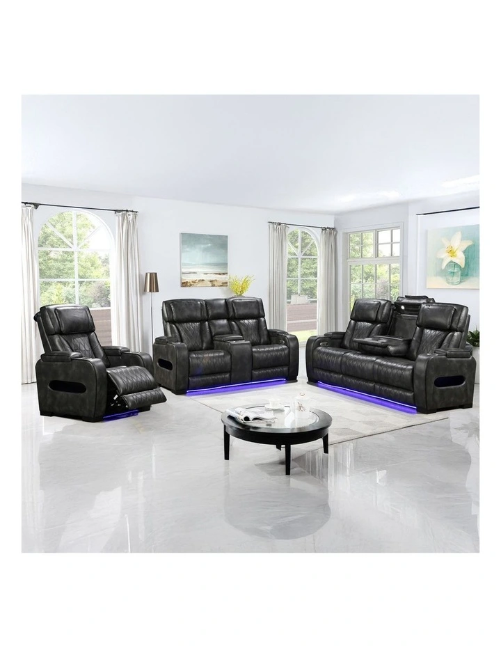 3R+2R+1R Led Air Leather Electric Recliner in Dark Grey image 2