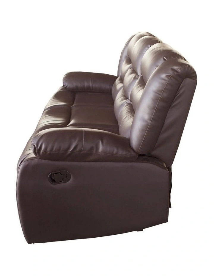 3 Seater Faux Leather Recliner in Brown image 1