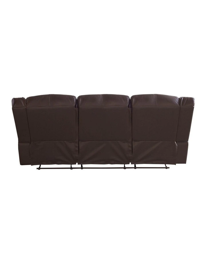 3 Seater Faux Leather Recliner in Brown image 3