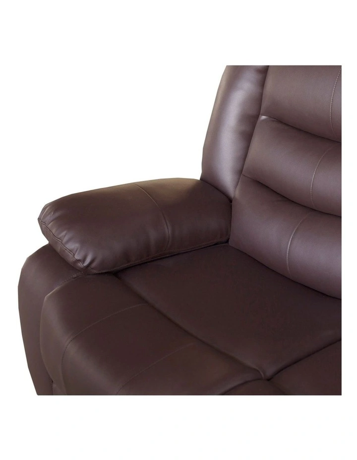 3 Seater Faux Leather Recliner in Brown image 4
