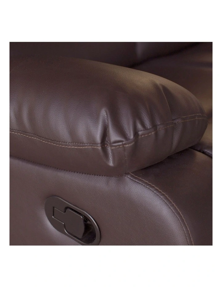 3 Seater Faux Leather Recliner in Brown image 6