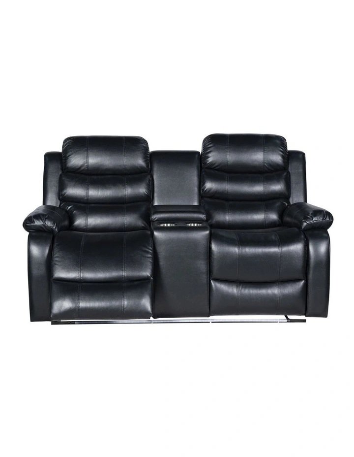 2 Seater Led Pu Leather Recliner in Black image 1