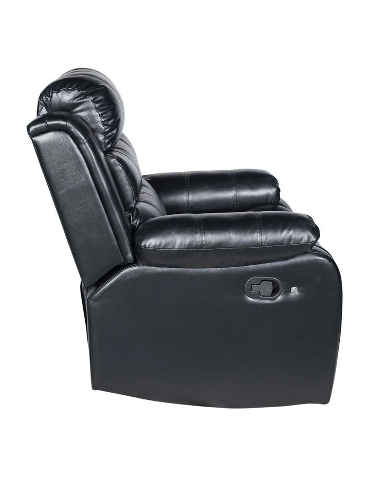 2 Seater Led Pu Leather Recliner in Black image 4