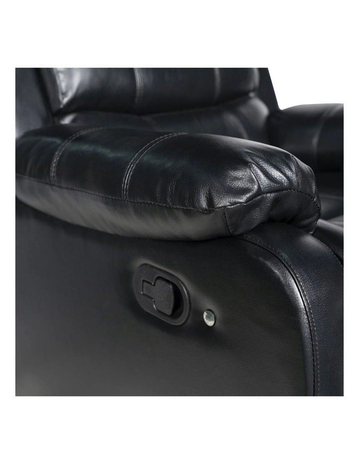 2 Seater Led Pu Leather Recliner in Black image 5