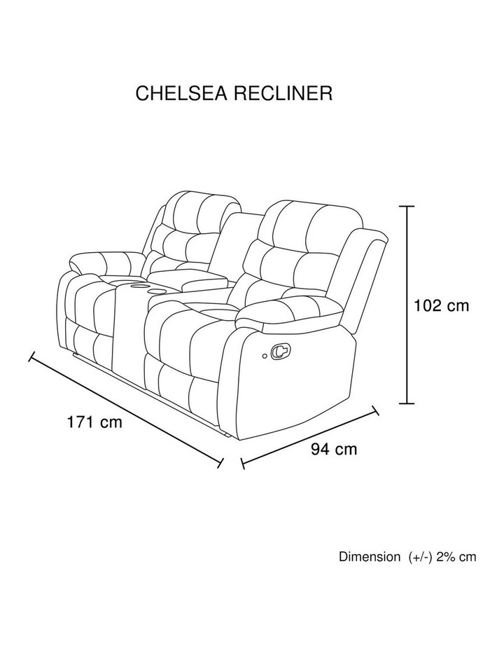 2 Seater Led Pu Leather Recliner in Black image 7